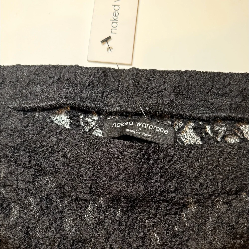 Naked Wardrobe🖤 Black Stretch Lace straight leg pants | small | NWT - Picture 6 of 15